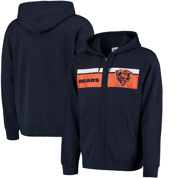 Men's Chicago Bears Navy NFL Majestic Touchback Full-Zip NFL Hoodie Men's Chicago Bears Navy NFL Majestic Touchback Full-Zip NFL Hoodie